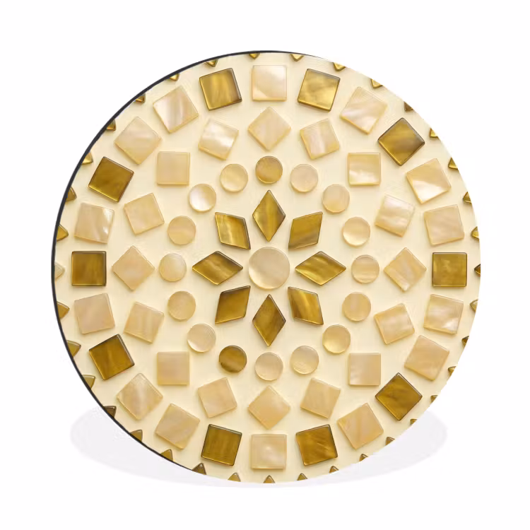 Patroon - Vormen - Mozaïek - Abstract - Goud Wandcirkel aluminium klein -3d