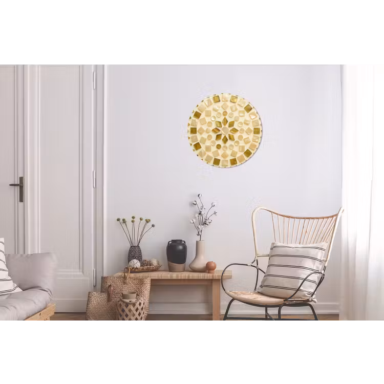 Patroon - Vormen - Mozaïek - Abstract - Goud Wandcirkel aluminium klein -woonkamer