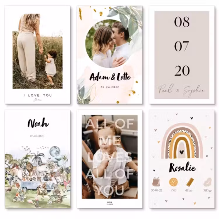 Foto op canvas met tekst - Productbeel - zes verschillende canvas templates