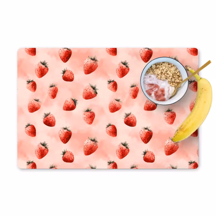 Aardbei - Patroon - Roze Placemat vinyl groot 368 -zzzproduct_Kitchenyeah-website