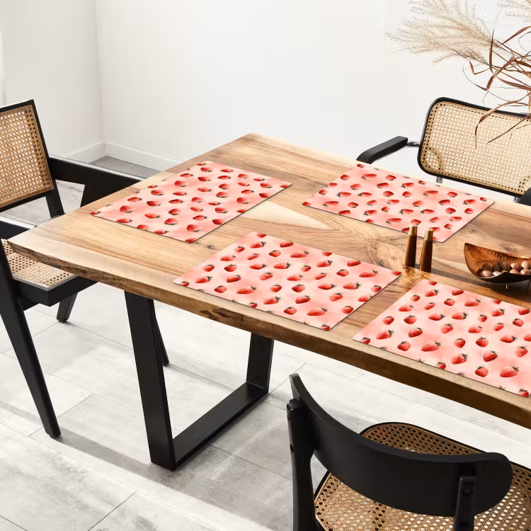 Aardbei - Patroon - Roze Placemat vinyl groot 368 -zzsfeer4_Kitchenyeah-website