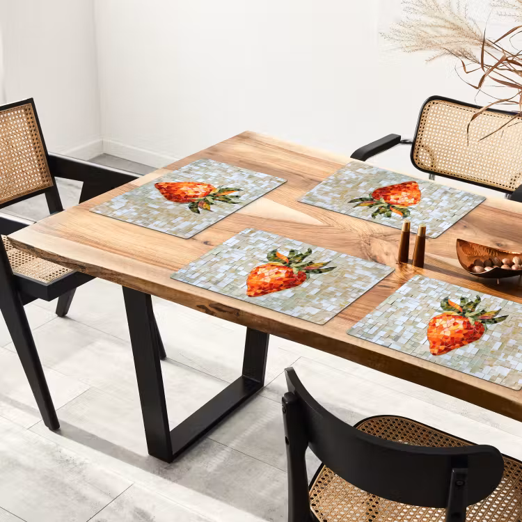 Aardbei - Rood - Mozaïek - Fruit Placemat vinyl groot -zzsfeer4_Kitchenyeah-website