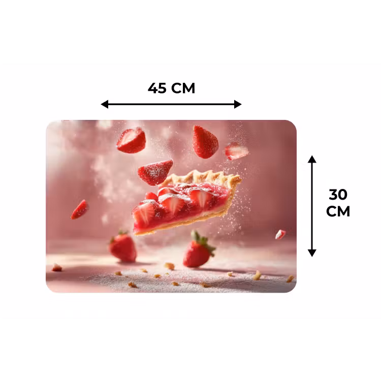Aardbei - Taart- Eten - Roze Placemat vinyl groot -specs