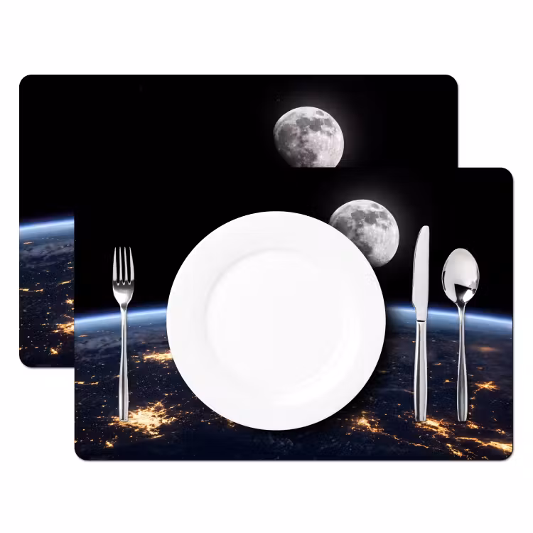 Placemat - 6 stuks - Aarde - Nacht - Ruimte - Aarde - Nacht - Ruimte Placemat vinyl groot