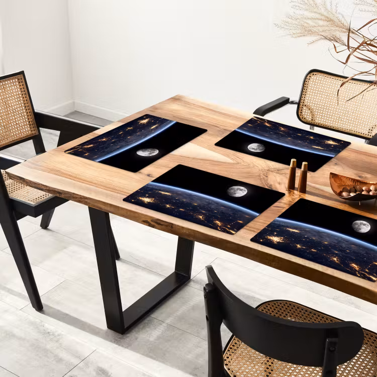 Placemat - 6 stuks - Aarde - Nacht - Ruimte - Aarde - Nacht - Ruimte Placemat vinyl groot