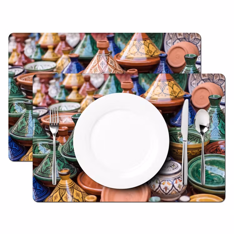 Placemat - 6 stuks - Aardewerk - Kleurrijk - Patroon - Aardewerk - Kleurrijk - Patroon Placemat vinyl groot