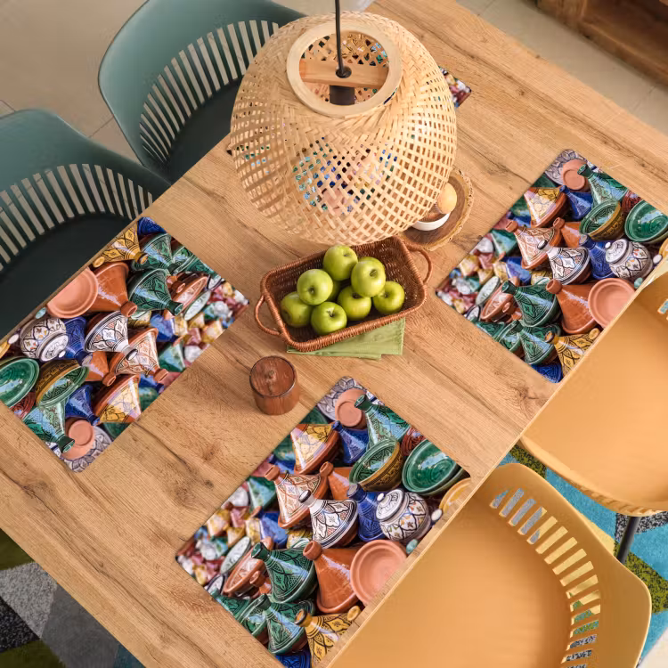 Placemat - 6 stuks - Aardewerk - Kleurrijk - Patroon - Aardewerk - Kleurrijk - Patroon Placemat vinyl groot