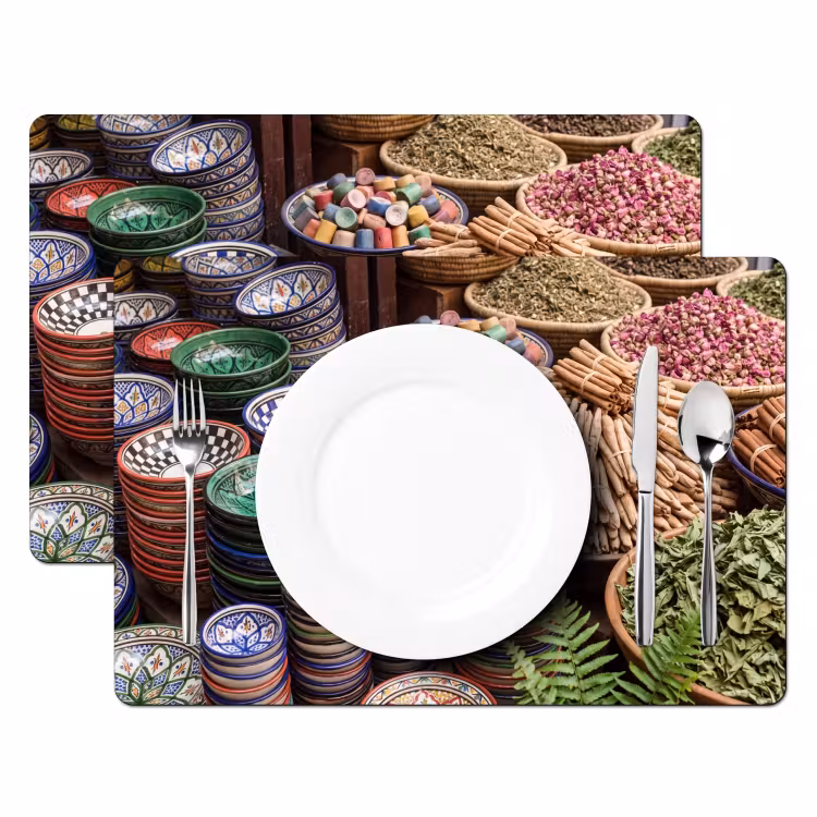 Placemat - 6 stuks - Aardewerk - Oosters - Kleurrijk - Aardewerk - Oosters - Kleurrijk Placemat vinyl groot