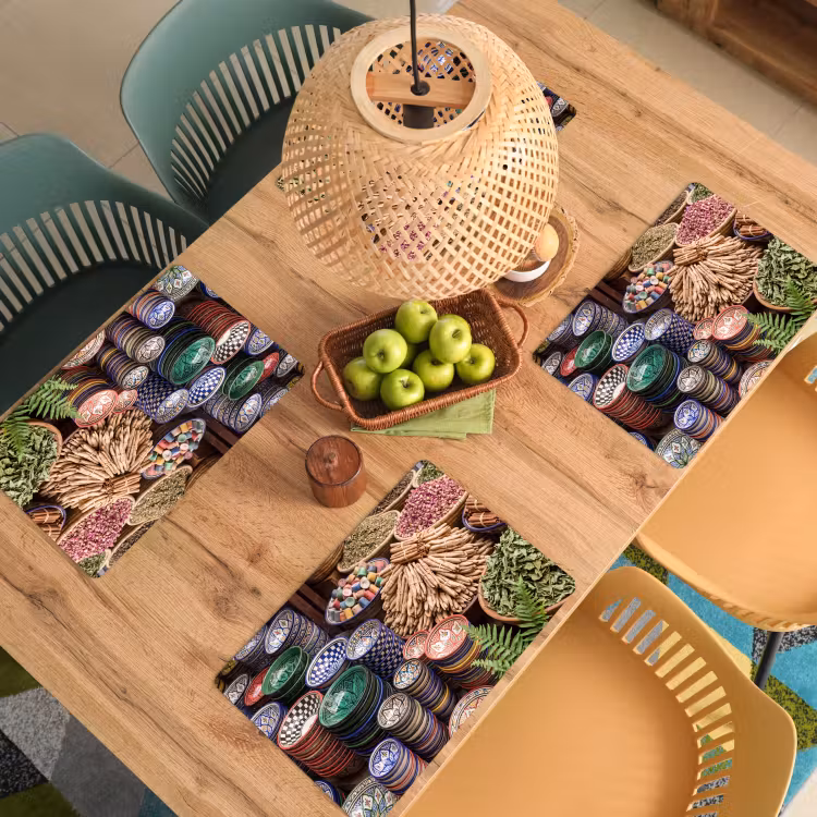 Placemat - 6 stuks - Aardewerk - Oosters - Kleurrijk - Aardewerk - Oosters - Kleurrijk Placemat vinyl groot