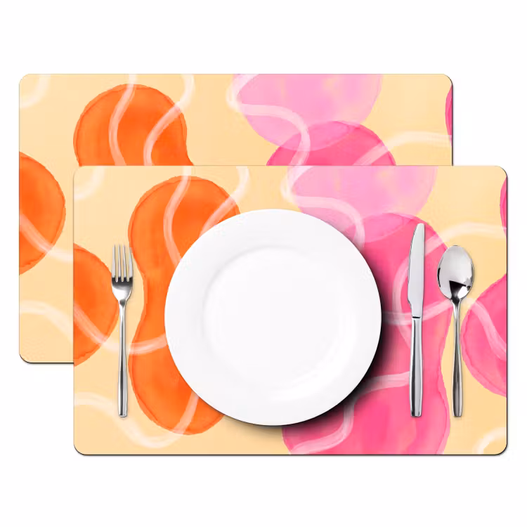Abstract - Aquarel - Organisch - Oranje - Roze Placemat vinyl groot -zzsfeer2_Kitchenyeah-website