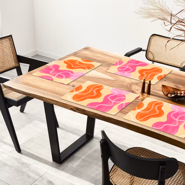 Abstract - Aquarel - Organisch - Oranje - Roze Placemat vinyl groot -zzsfeer4_Kitchenyeah-website