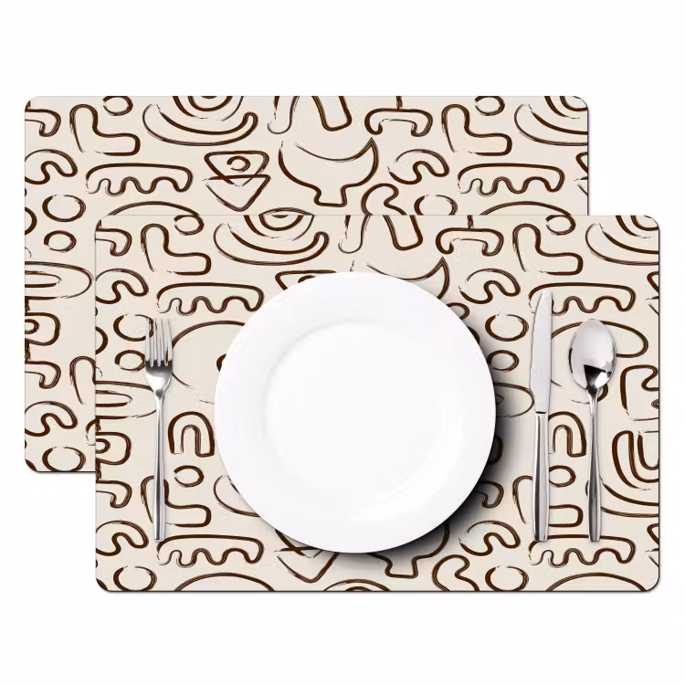 Abstract - Beige - Patroon - Donkerbruin Placemat vinyl groot 368 -zzsfeer2_Kitchenyeah-website