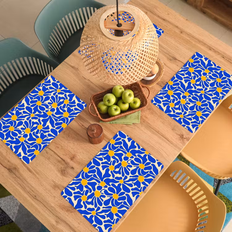 Abstract - Bloem - Blauw Placemat vinyl groot 368 -zzsfeer5_Kitchenyeah-website