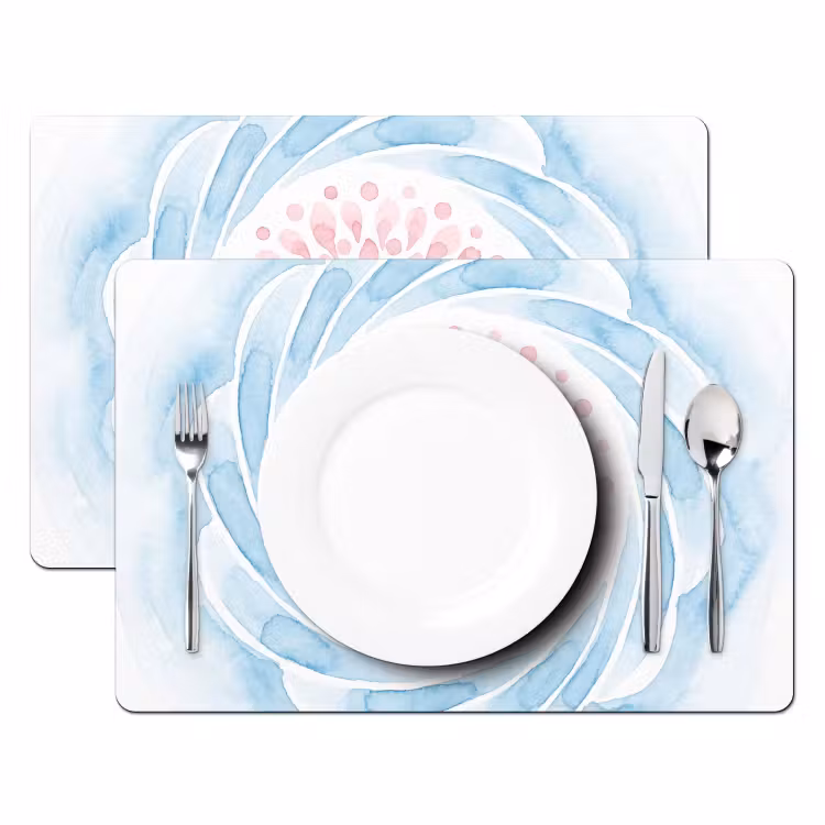 Abstract - Bloemvorm - Aquarel - Roze - Blauw Placemat vinyl groot -zzsfeer2_Kitchenyeah-website