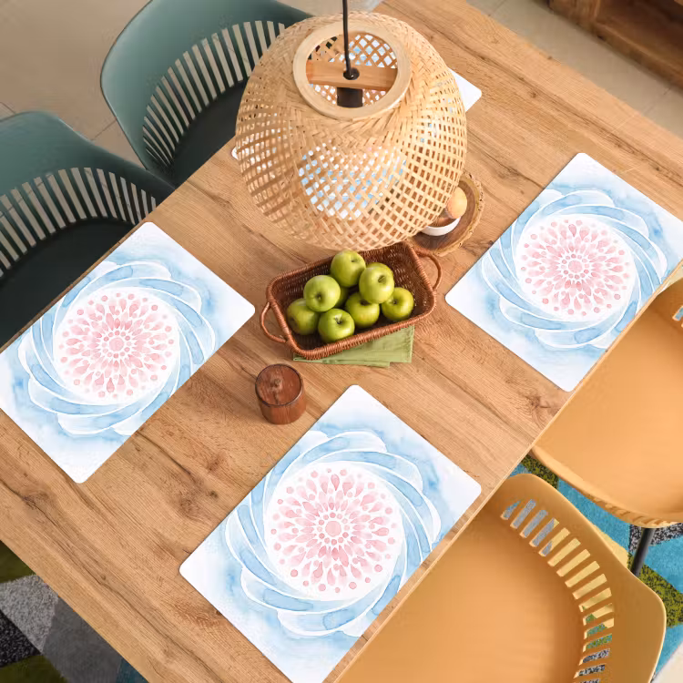 Abstract - Bloemvorm - Aquarel - Roze - Blauw Placemat vinyl groot -zzsfeer5_Kitchenyeah-website
