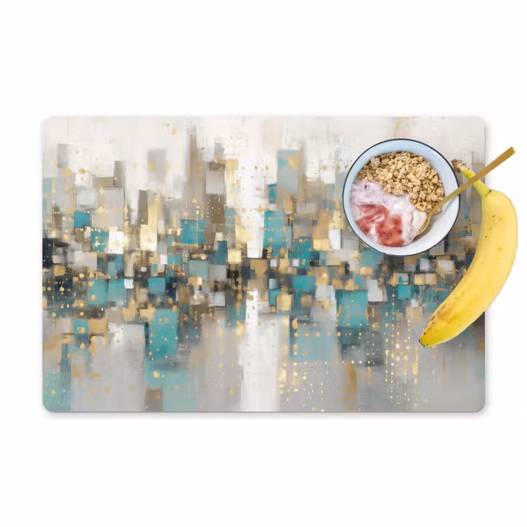 Abstract - Blokken - Goud - Skyline Placemat vinyl groot -zzzproduct_Kitchenyeah-website