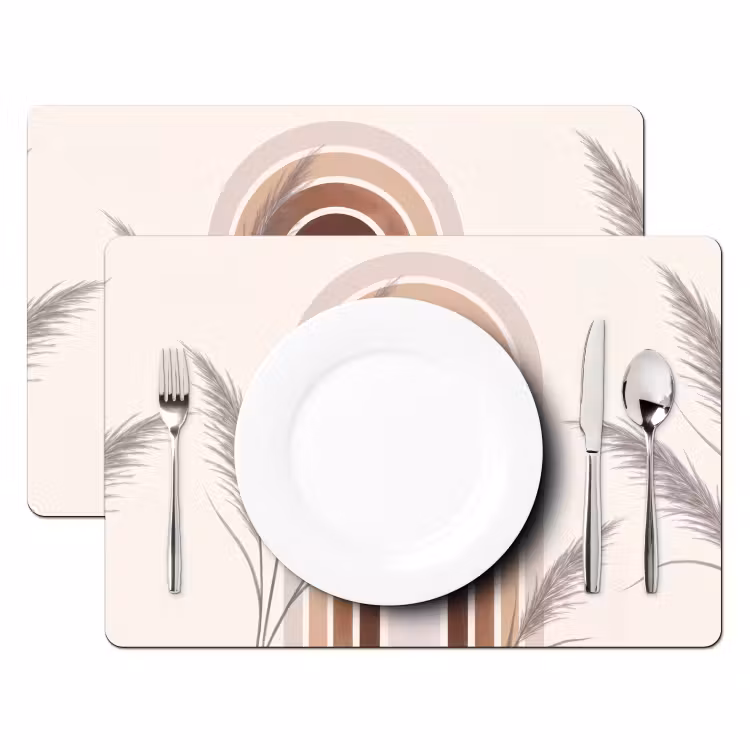 Abstract - Bogen - Plant - Boho - Beige Placemat vinyl groot -zzsfeer2_Kitchenyeah-website