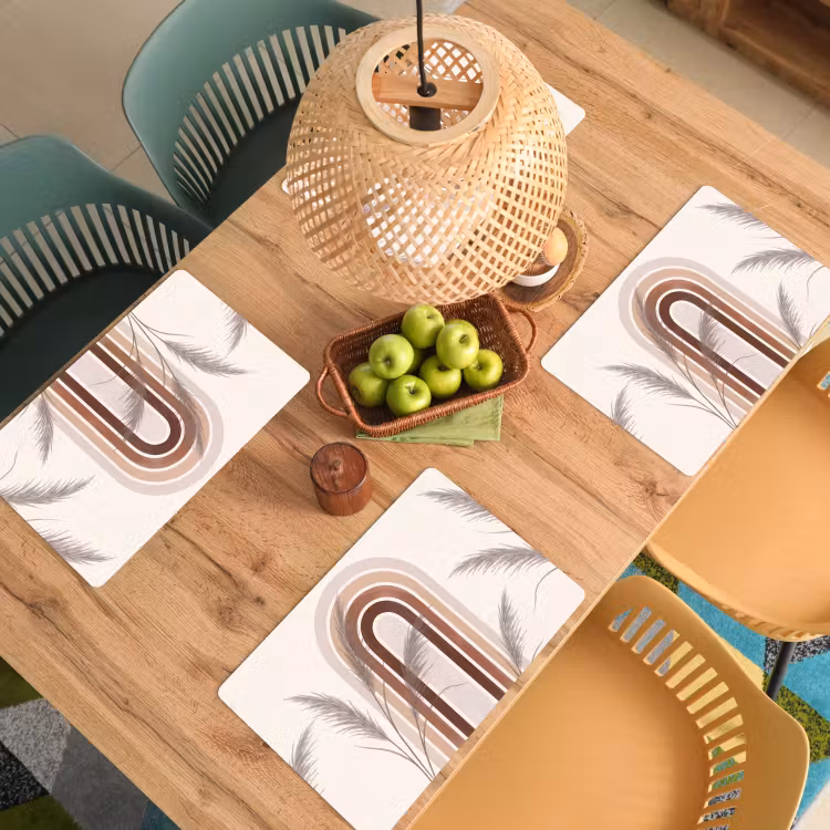 Abstract - Bogen - Plant - Boho - Beige Placemat vinyl groot -zzsfeer5_Kitchenyeah-website