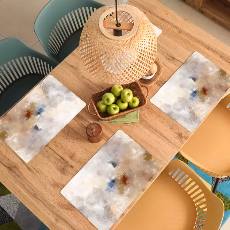 Abstract - Borstelstreken - Modern - Beige - Kunst Placemat vinyl groot -zzsfeer5_Kitchenyeah-website