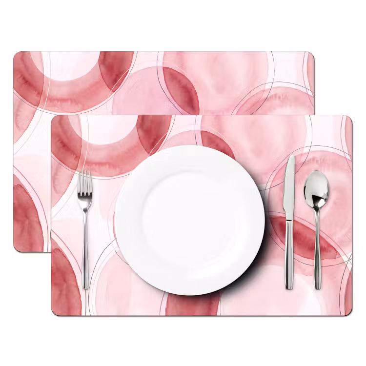 Abstract - Cirkels - Modern - Roze - Kunst Placemat vinyl groot -zzsfeer2_Kitchenyeah-website