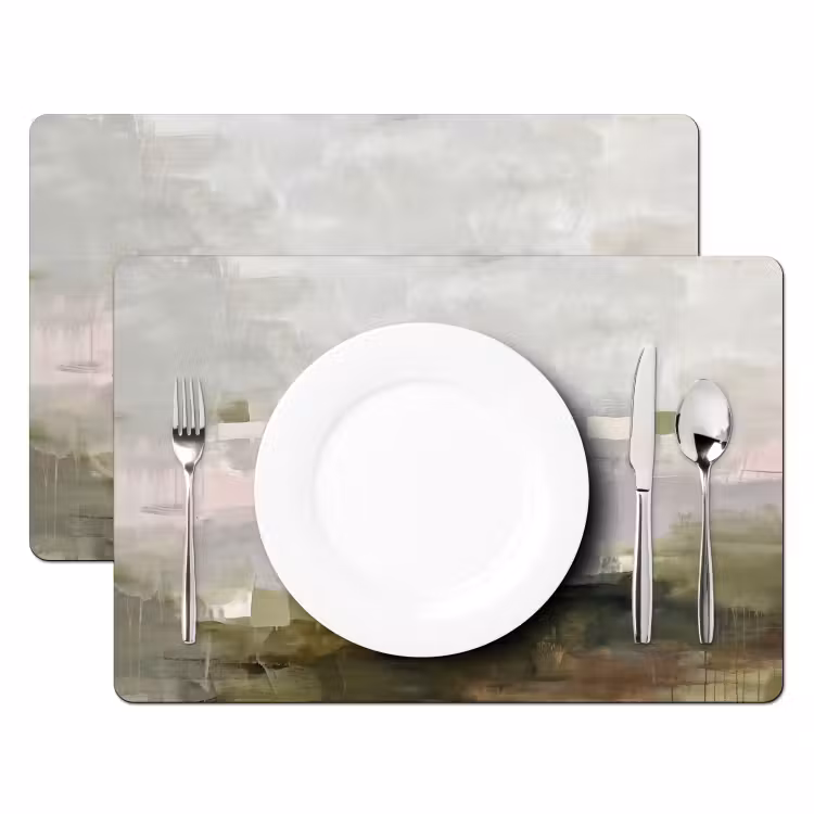 Abstract - Gelaagd - Kunst - Modern - Grijs-Groen Placemat vinyl groot -zzsfeer2_Kitchenyeah-website