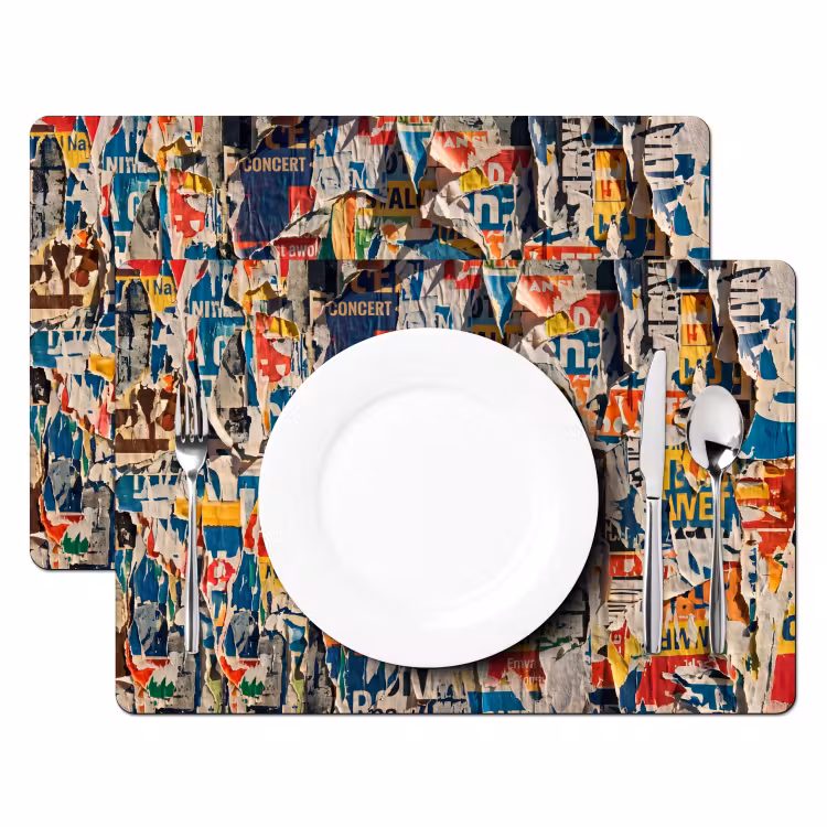 Abstract - Gelaagd papier - Urban - Modern - Kleurrijk Placemat vinyl groot -zzsfeer2_Kitchenyeah-website