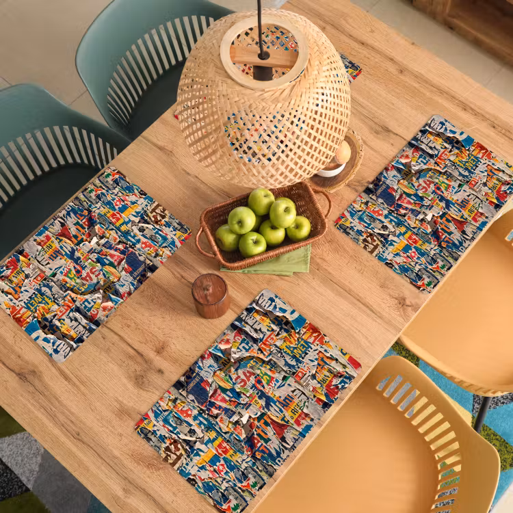 Abstract - Gelaagd papier - Urban - Modern - Kleurrijk Placemat vinyl groot -zzsfeer5_Kitchenyeah-website