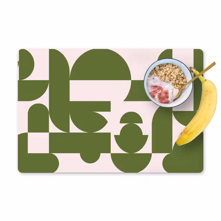 Abstract - Geometrie - Modern - Groen - Wit Placemat vinyl groot -zzzproduct_Kitchenyeah-website
