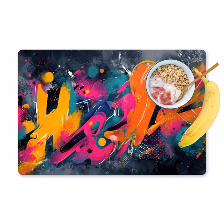 Abstract - Graffiti - Kleurrijk - Verfspatten Placemat vinyl groot -zzzproduct_Kitchenyeah-website