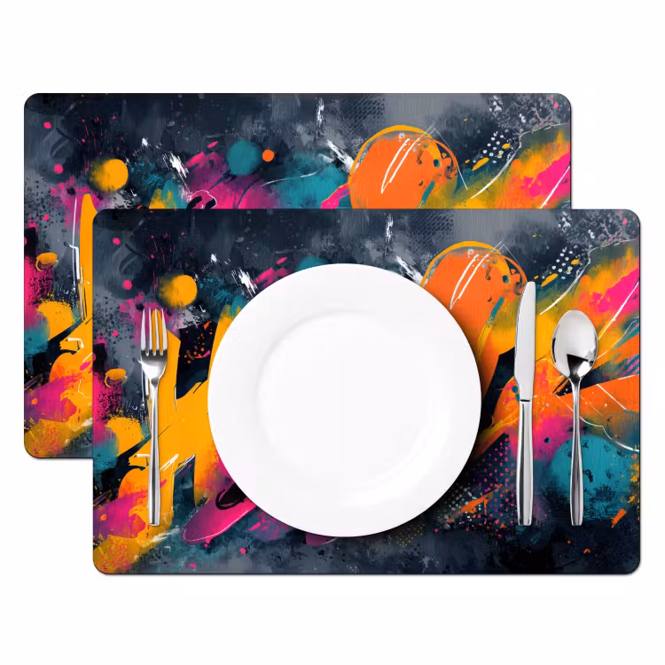 Abstract - Graffiti - Kleurrijk - Verfspatten Placemat vinyl groot -zzsfeer2_Kitchenyeah-website