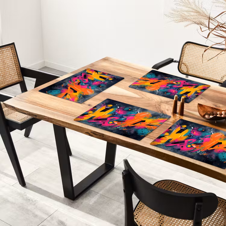 Abstract - Graffiti - Kleurrijk - Verfspatten Placemat vinyl groot -zzsfeer4_Kitchenyeah-website