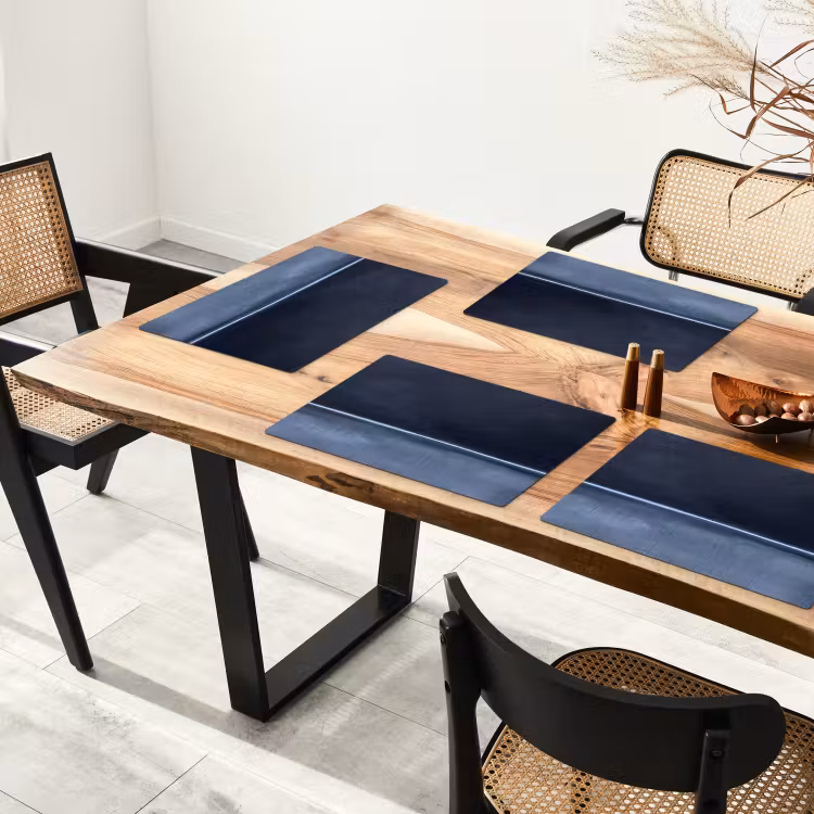 Abstract - Horizontale lijn - Minimalistisch - Donkerblauw - Kunst Placemat vinyl groot -zzsfeer4_Kitchenyeah-website