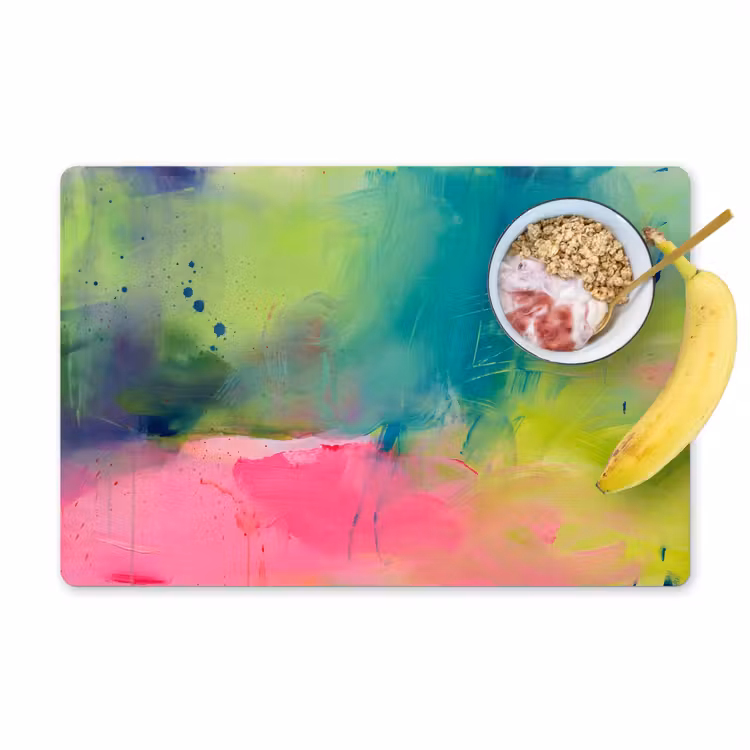 Abstract - Kleuren - Modern - Groen - Roze Placemat vinyl groot -zzzproduct_Kitchenyeah-website