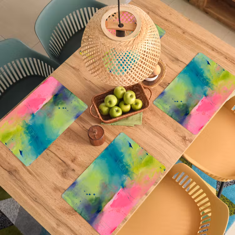 Abstract - Kleuren - Modern - Groen - Roze Placemat vinyl groot -zzsfeer5_Kitchenyeah-website