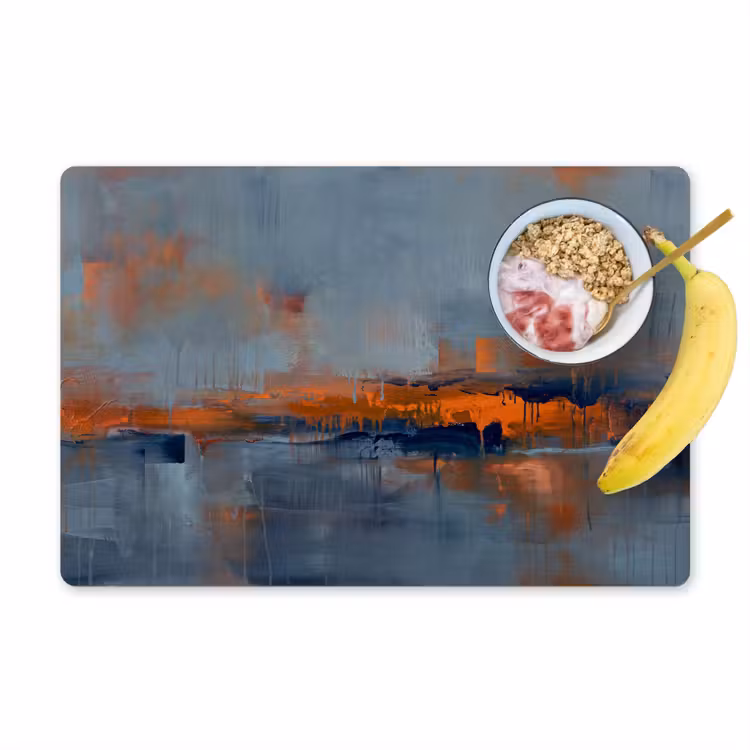 Abstract - Kleuren - Modern - Oranje - Grijs Placemat vinyl groot -zzzproduct_Kitchenyeah-website