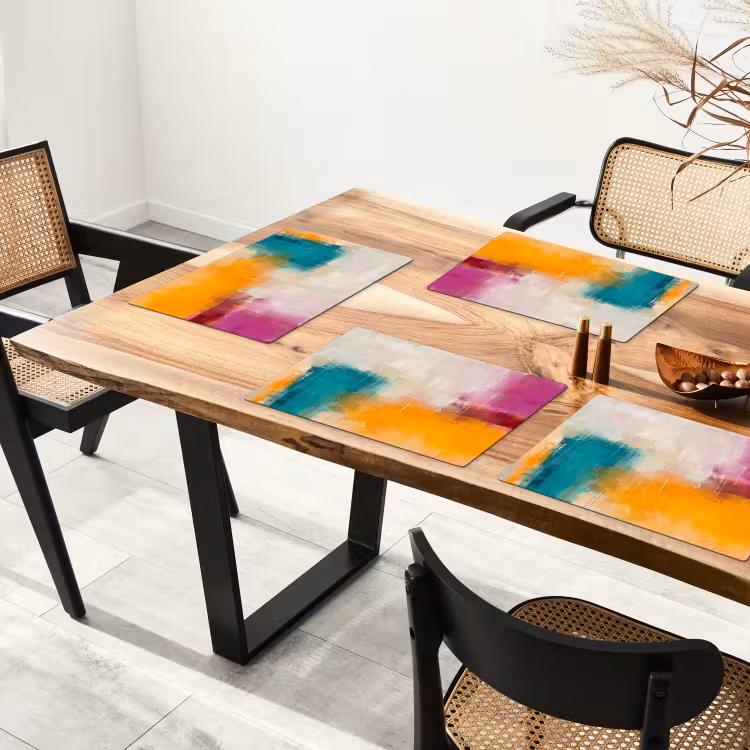 Abstract - Kleurrijk - Modern - Kunst - Oranje Placemat vinyl groot -zzsfeer4_Kitchenyeah-website