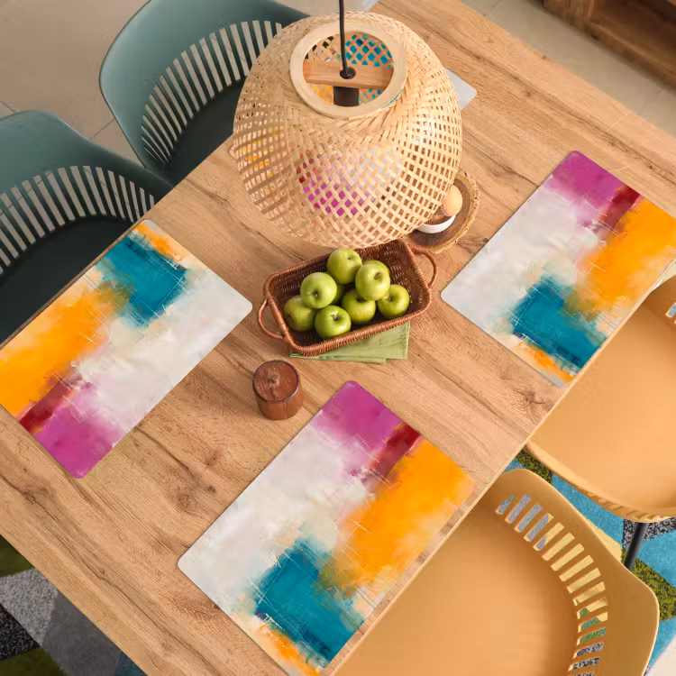 Abstract - Kleurrijk - Modern - Kunst - Oranje Placemat vinyl groot -zzsfeer5_Kitchenyeah-website