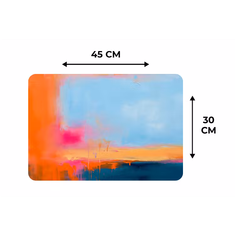 Abstract - Kleurvlakken - Modern - Oranje - Blauw Placemat vinyl groot -specs