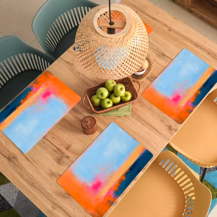 Abstract - Kleurvlakken - Modern - Oranje - Blauw Placemat vinyl groot -zzsfeer5_Kitchenyeah-website