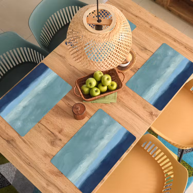 Abstract - Lagen - Rust - Modern - Blauw Placemat vinyl groot -zzsfeer5_Kitchenyeah-website