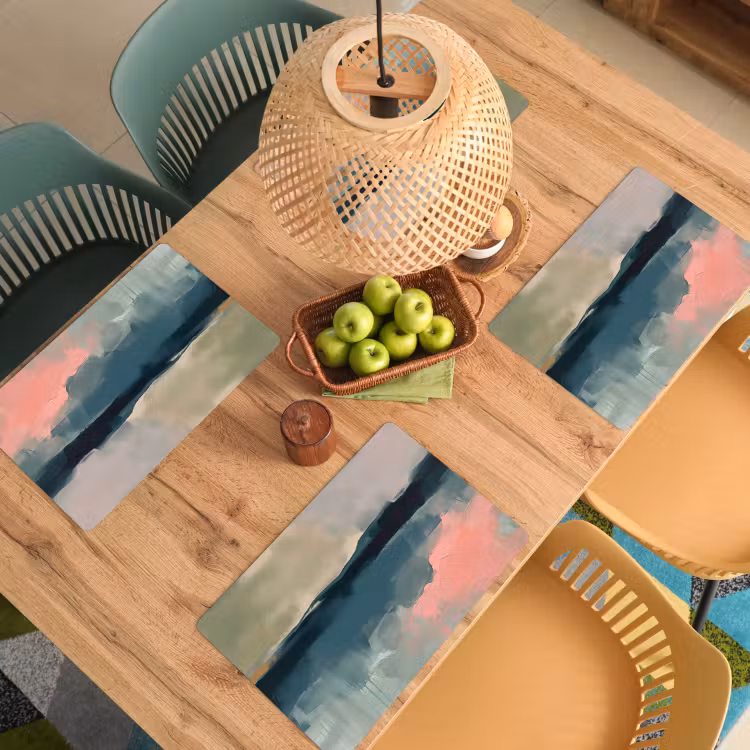 Abstract - Landschap - Kunst - Modern - Groen - Blauw Placemat vinyl groot -zzsfeer5_Kitchenyeah-website