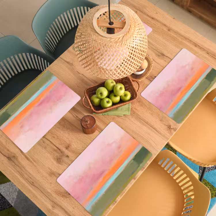 Abstract - Landschap - Modern - Roze - Oranje Placemat vinyl groot -zzsfeer5_Kitchenyeah-website