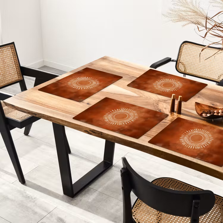 Abstract - Lijnen - Zonnestralen - Roodbruin Placemat vinyl groot -zzsfeer4_Kitchenyeah-website