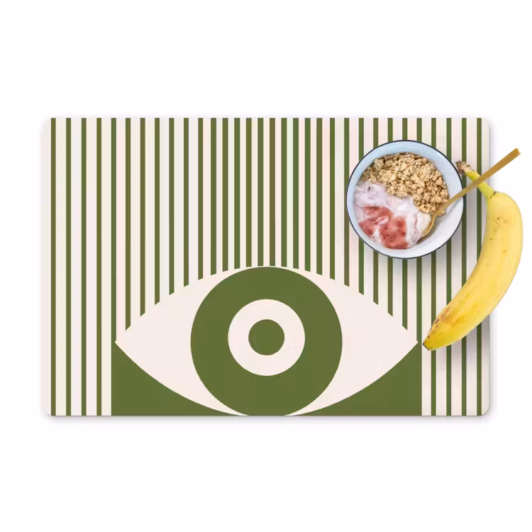 Abstract - Oog - Strepen - Modern - Groen Placemat vinyl groot -zzzproduct_Kitchenyeah-website