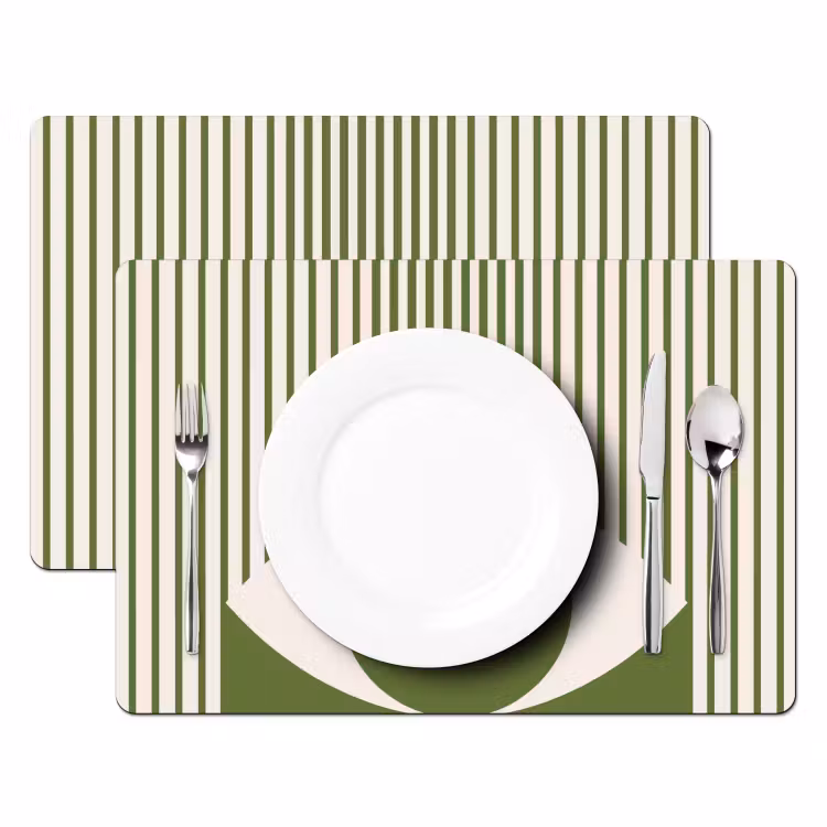 Abstract - Oog - Strepen - Modern - Groen Placemat vinyl groot -zzsfeer2_Kitchenyeah-website