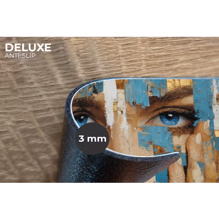 Abstract - Penseelstreken - Blauw - Gezicht Placemat vinyl groot -closeup