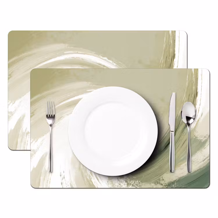 Abstract - Penseelstreken - Golven - Groen Placemat vinyl groot -zzsfeer2_Kitchenyeah-website