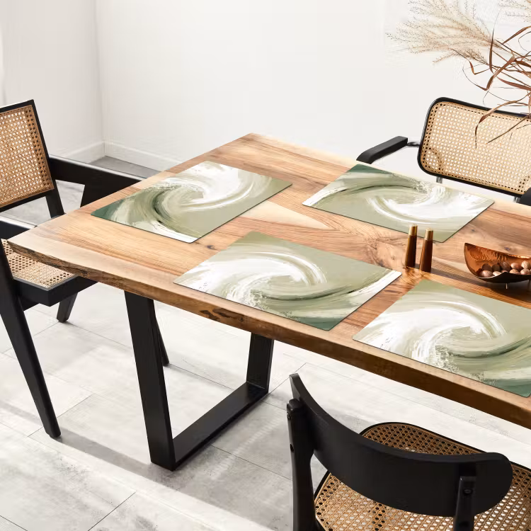 Abstract - Penseelstreken - Golven - Groen Placemat vinyl groot -zzsfeer4_Kitchenyeah-website