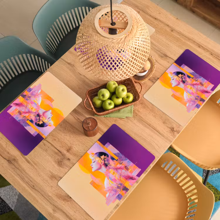 Abstract - Portret - Vrouw - Kleurrijk Placemat vinyl groot -zzsfeer5_Kitchenyeah-website