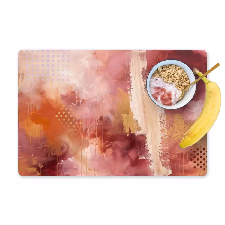 Abstract - Rood - Goud - Modern - Kunst Placemat vinyl groot -zzzproduct_Kitchenyeah-website